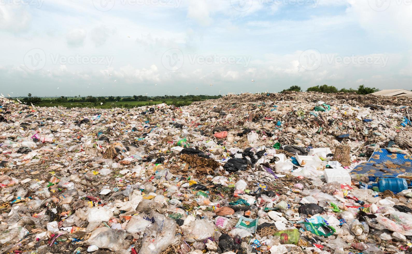 le grand décharge dans ville municipalité élaguer buri province. photo