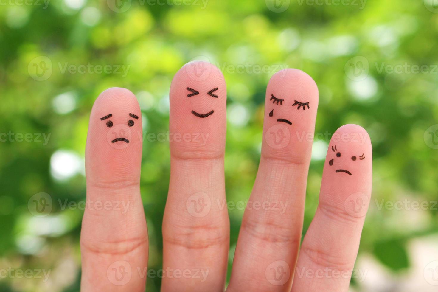 les doigts art de personnes. les pessimistes et optimiste. photo