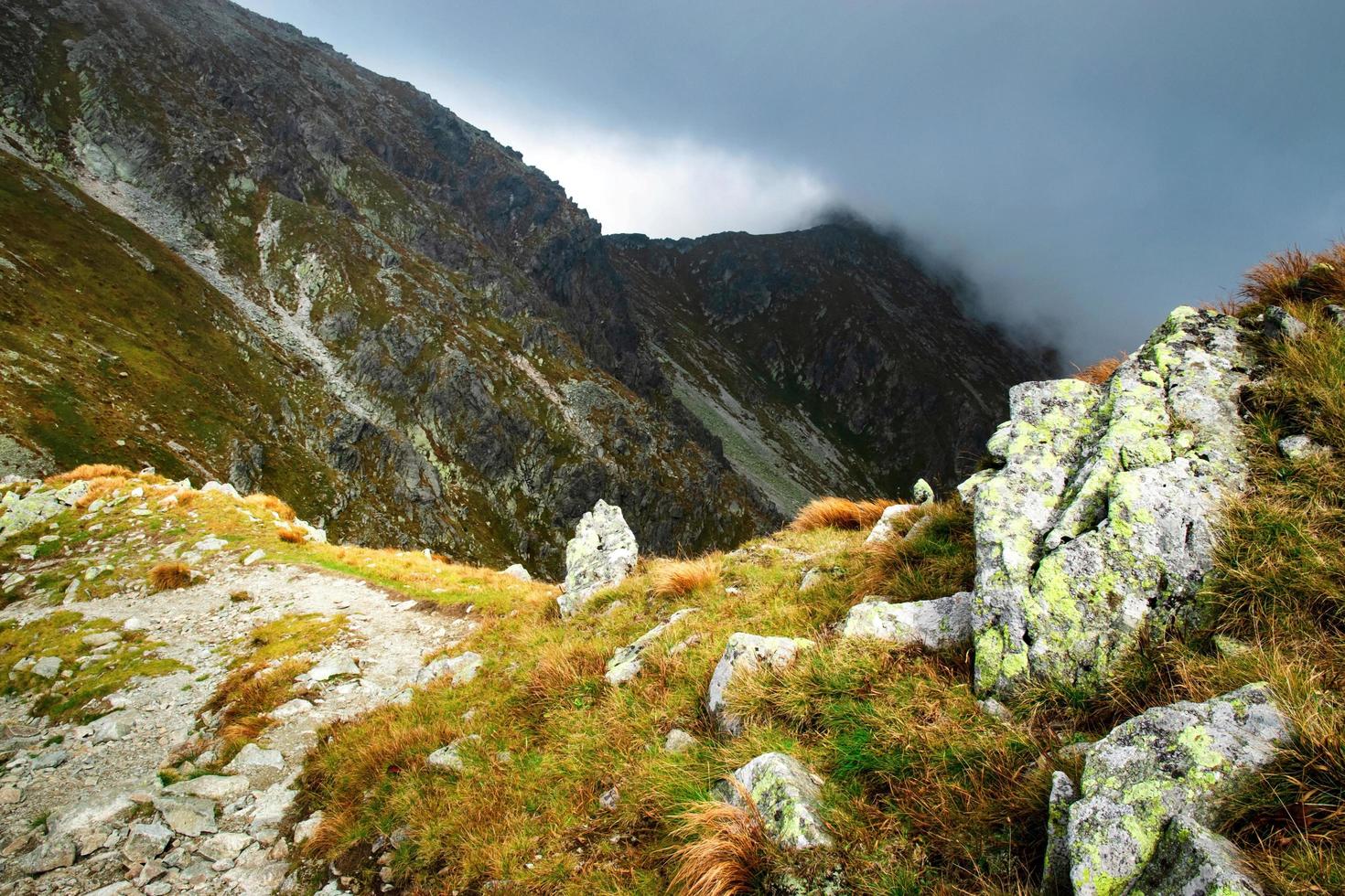 brouillard dans une vallée de montagne photo