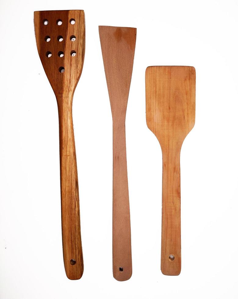 en bois spatule isolé dans blanc Contexte photo