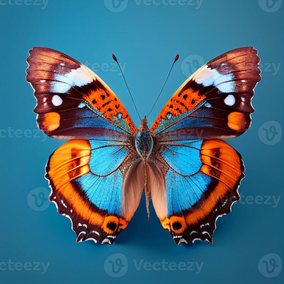 ai généré papillon sur bleu Contexte photo