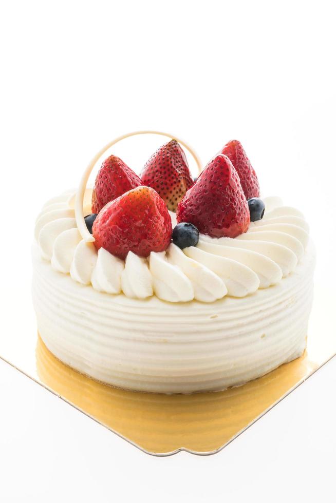 gâteau à la crème vanille avec fraise sur le dessus photo