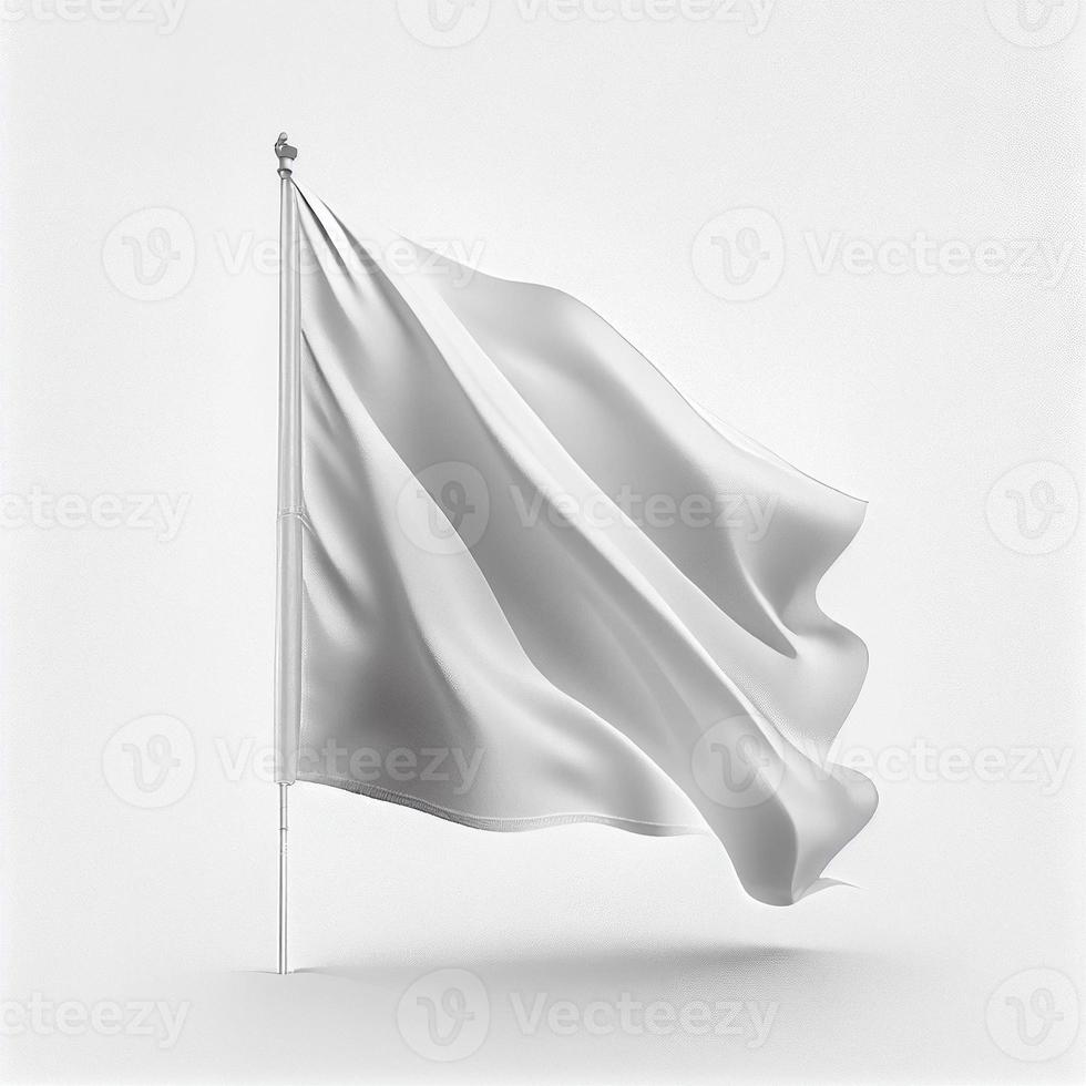 blanc agitant drapeau sur blanc arrière-plan, établi avec génératif ai photo