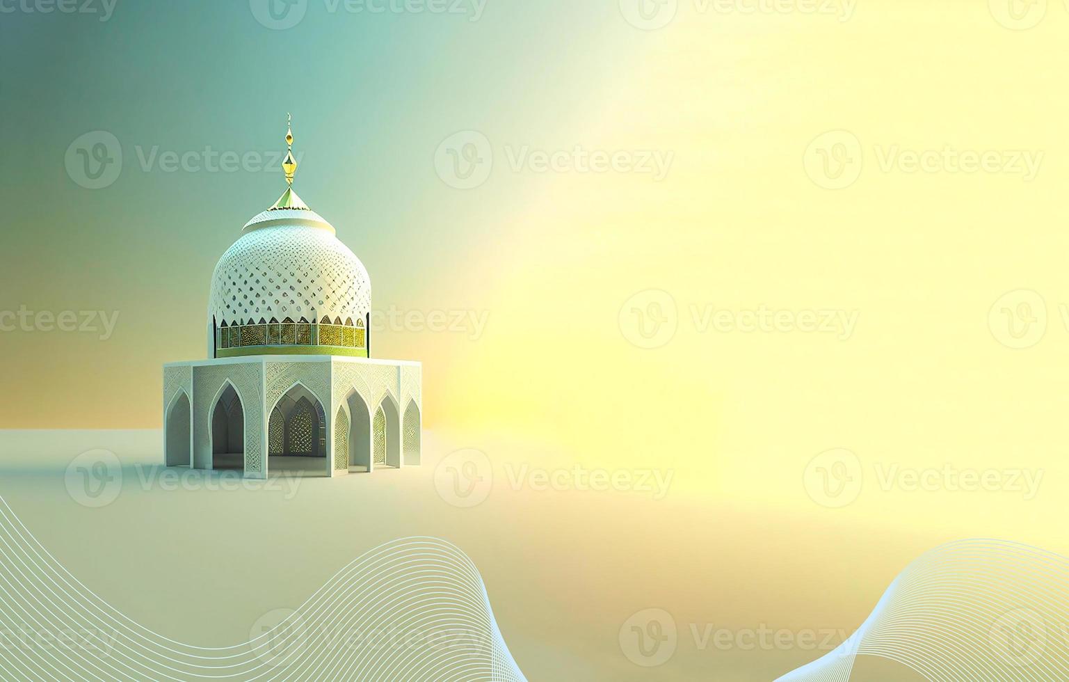 Ramadan kareem 3d mosquée et lampe image pour social médias bannière conception photo