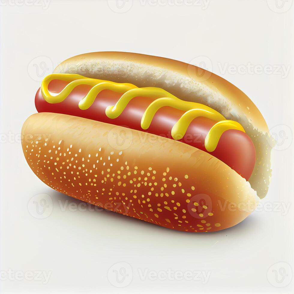 Frais cuit chaud chien avec moutarde et ketchup - ai généré image photo