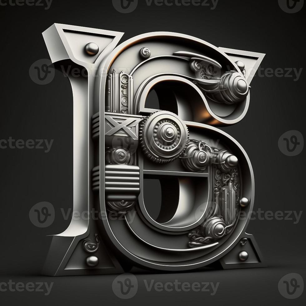 logo pour le lettre b avec une moderne classique style ,3d alphabet sur noir Contexte photo