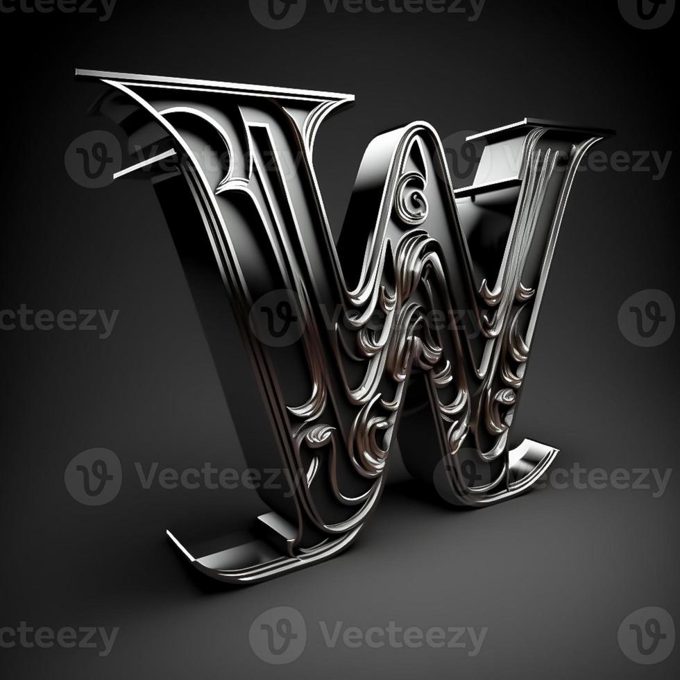 logo pour le lettre w avec une moderne classique style ,3d alphabet sur noir Contexte photo