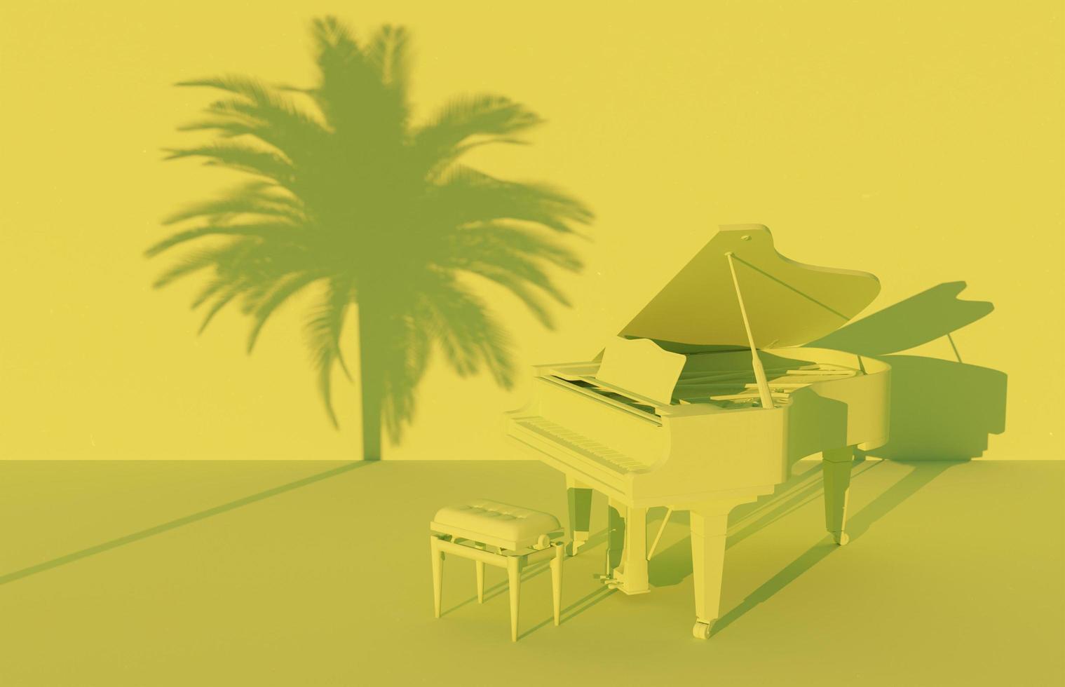 Piano à queue 3D dans un décor monochromatique photo