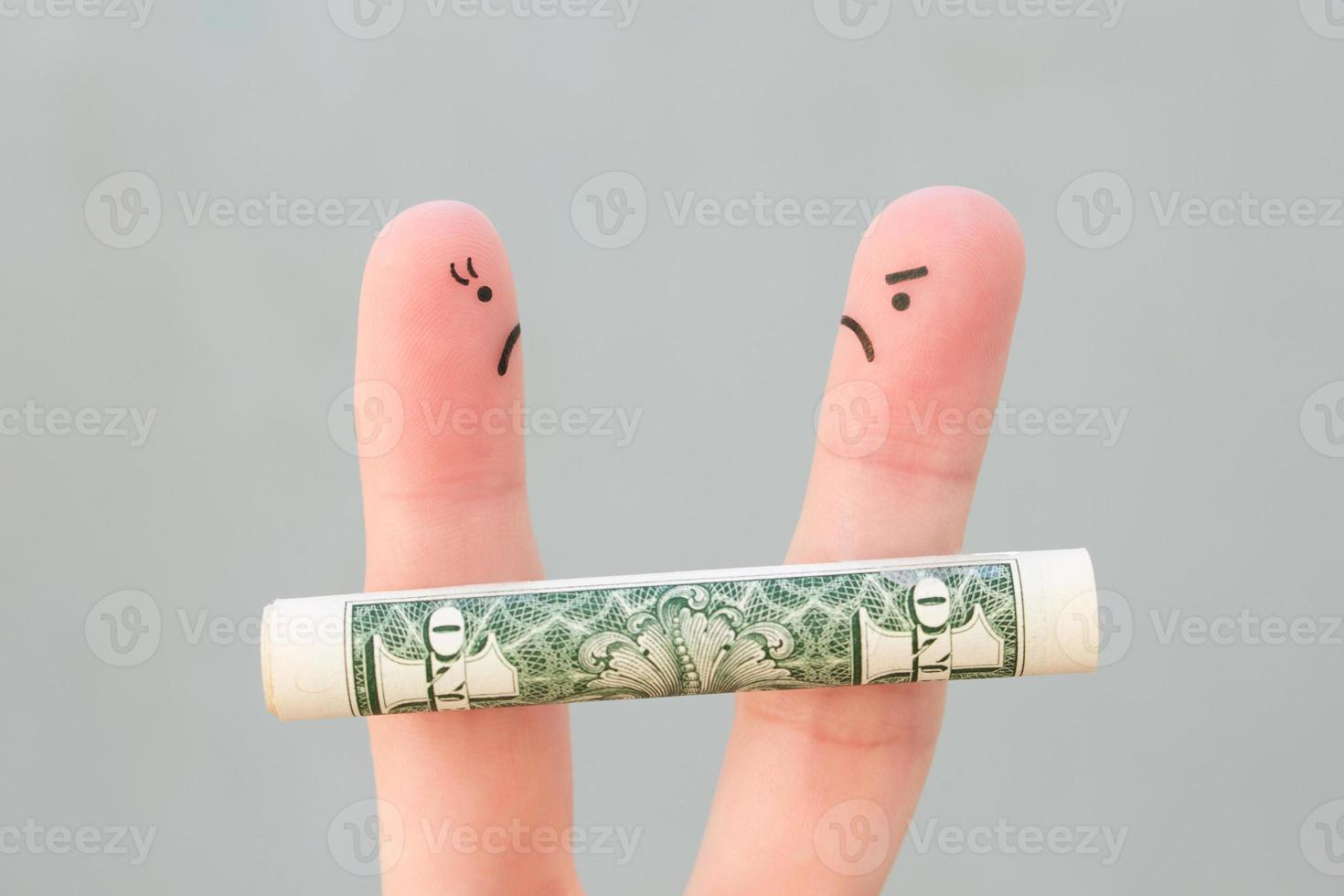 les doigts art de famille pendant querelle. concept de homme et femme pouvez ne pas diviser propriété après divorce. photo