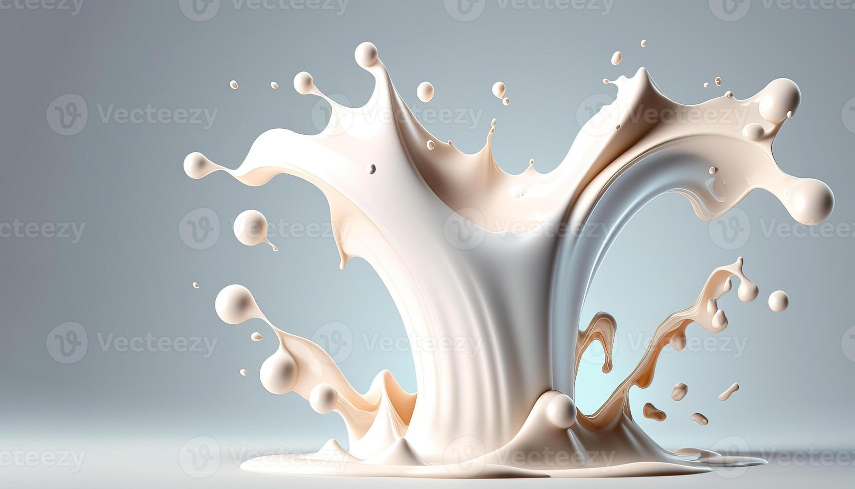 génératif ai, écoulement liquide avec éclaboussures dans blanc couleur. brillant crémeux Lait fluide bannière, 3d effet, moderne macro photoréaliste abstrait Contexte illustration. photo