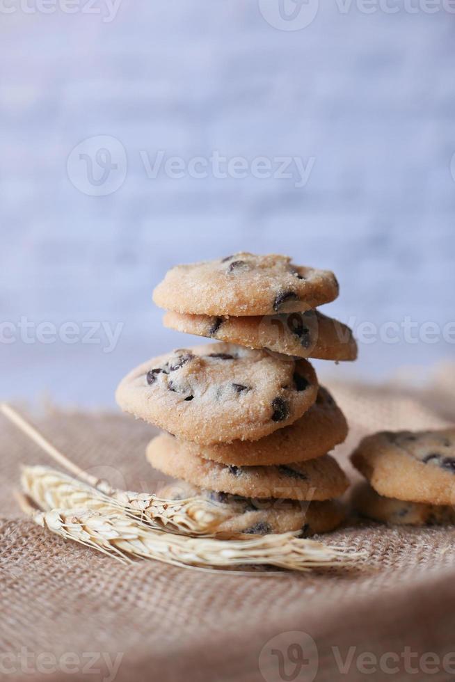 biscuits au chocolat sur fond neutre photo