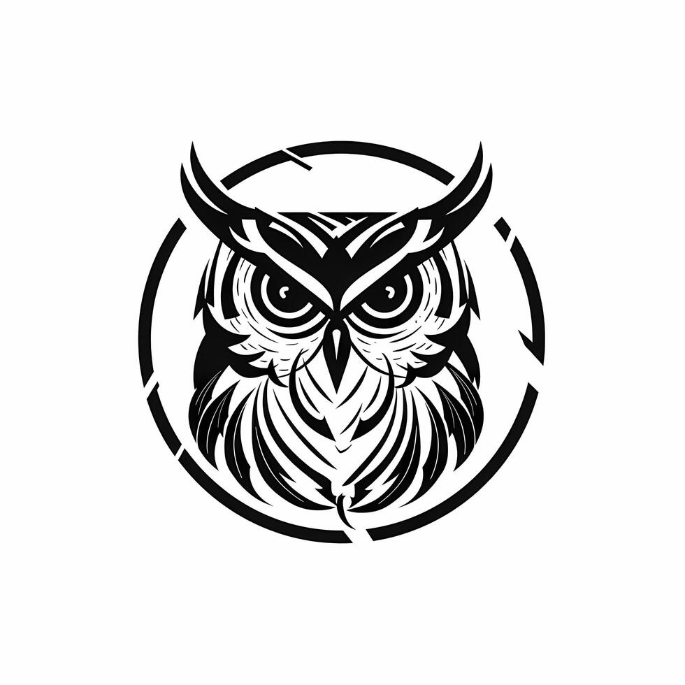 hibou noir et blanc logo. ai généré photo