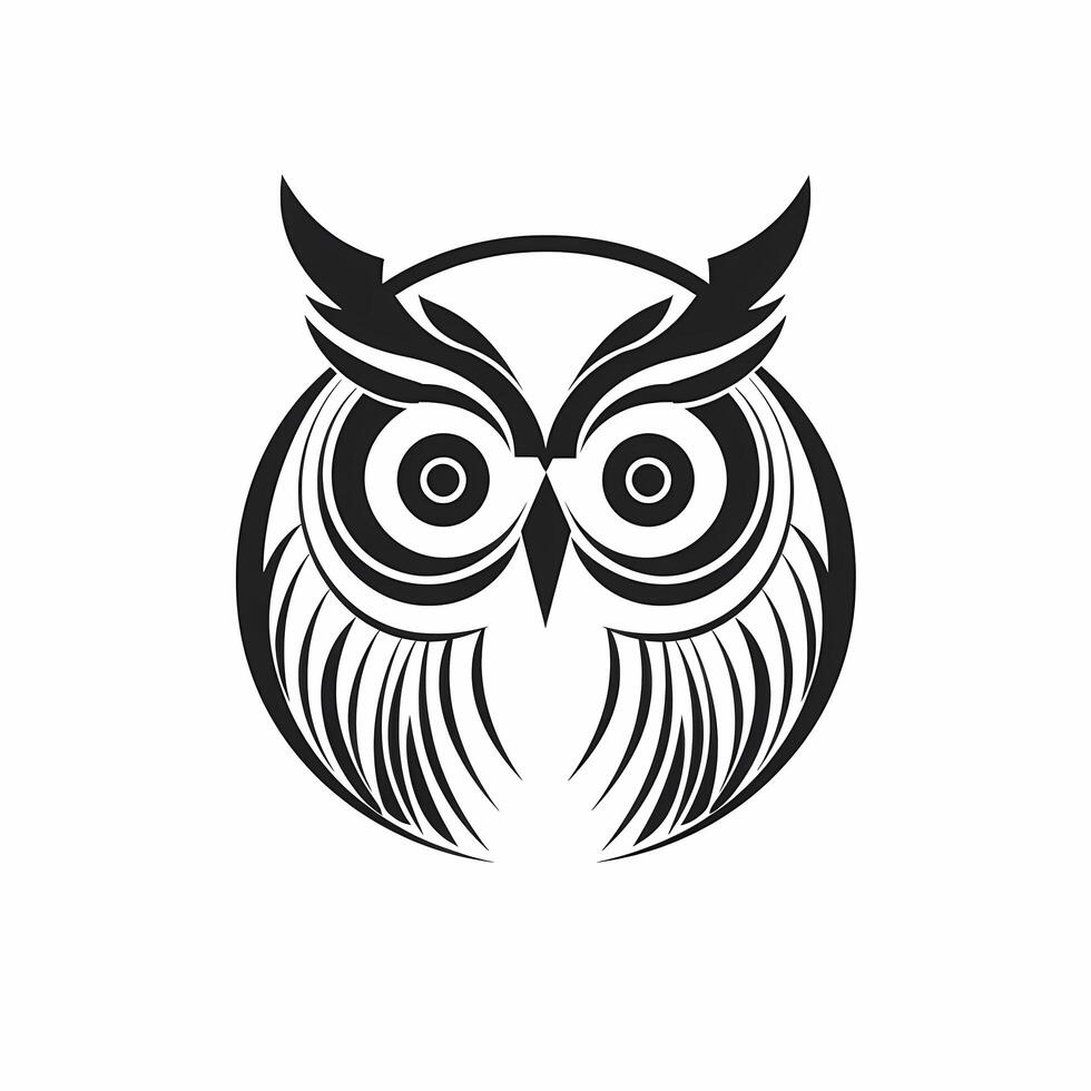 hibou noir et blanc logo. ai généré photo