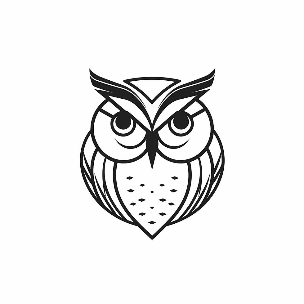 hibou noir et blanc logo. ai généré photo