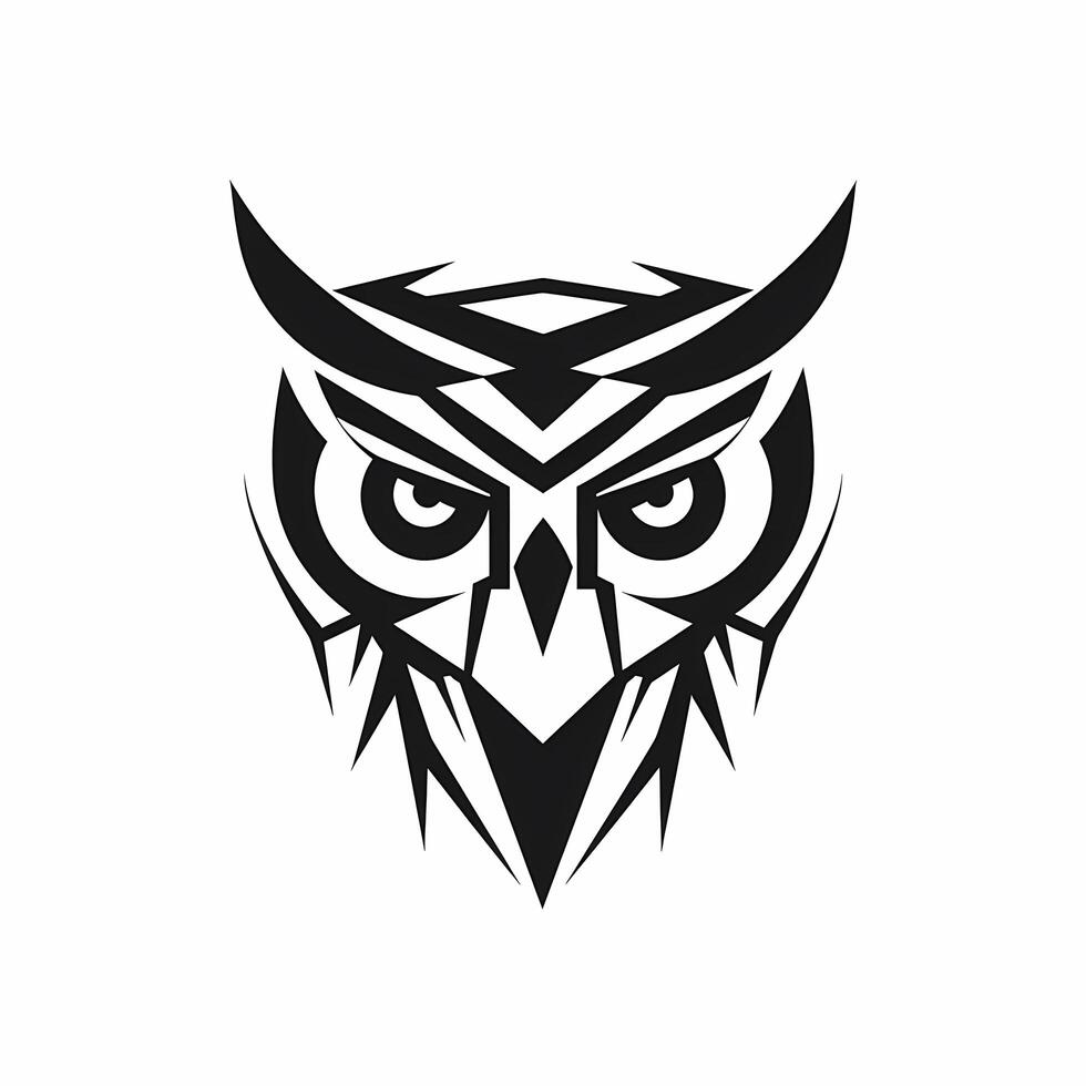 hibou noir et blanc logo. ai généré photo