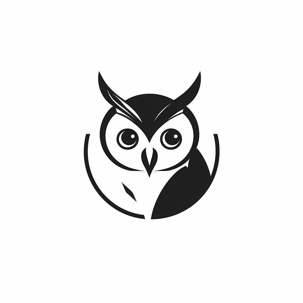 hibou noir et blanc logo. ai généré photo