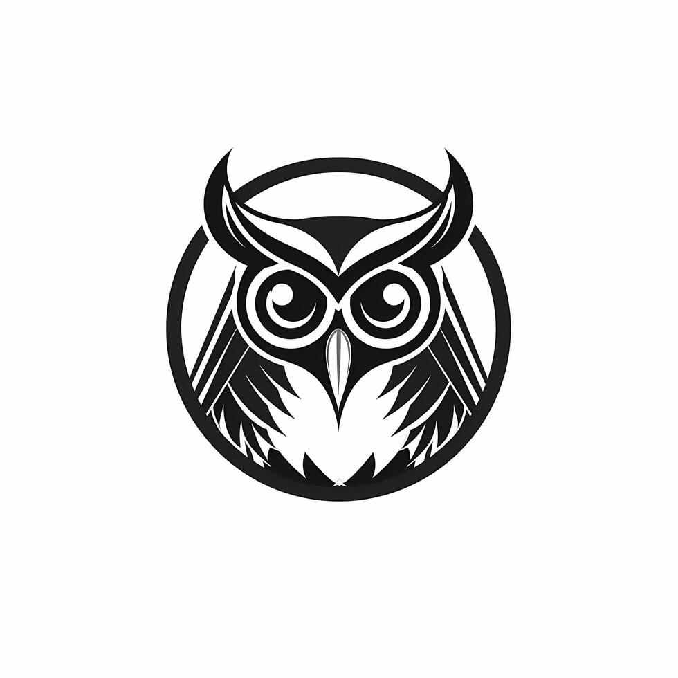 hibou noir et blanc logo. ai généré photo