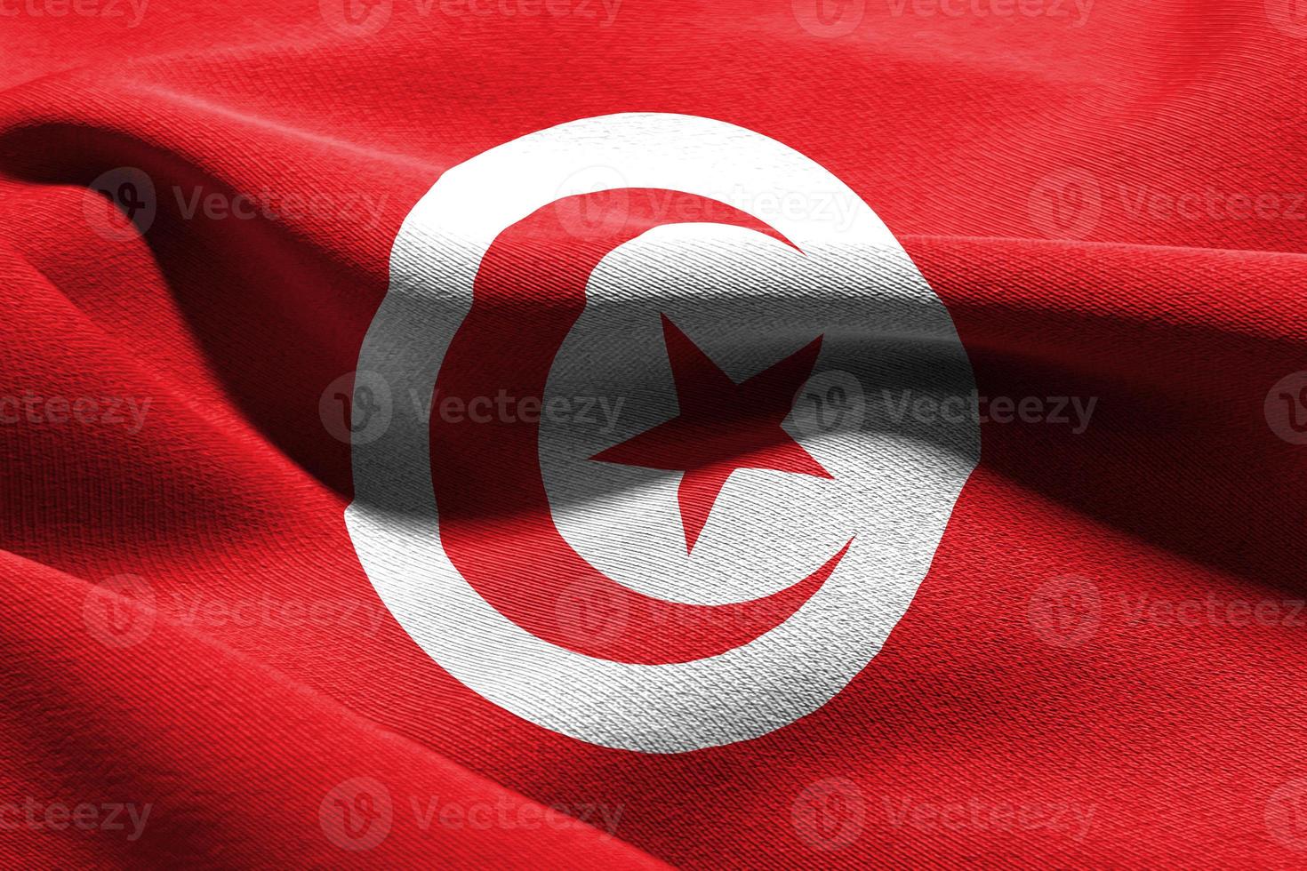 3d illustration fermer drapeau de Tunisie photo