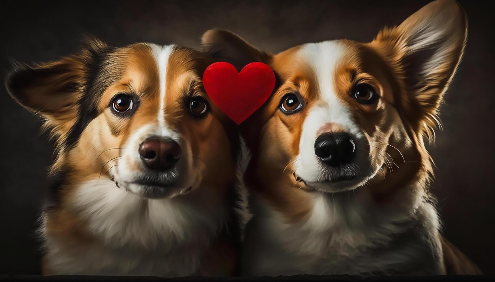 deux chiens dans l'amour Valentin jour, génératif ai photo