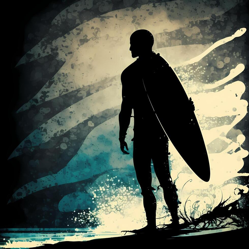 surfeur silhouette ai généré photo