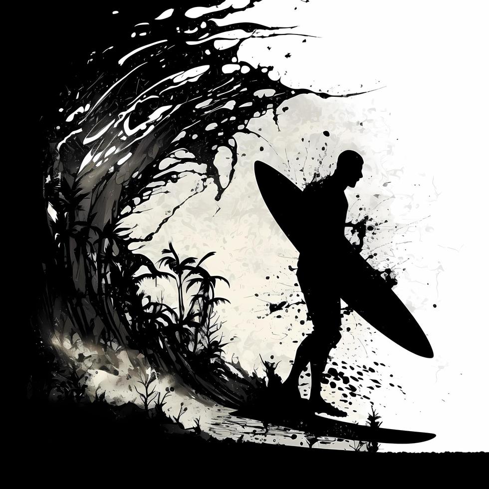 surfeur silhouette ai généré photo