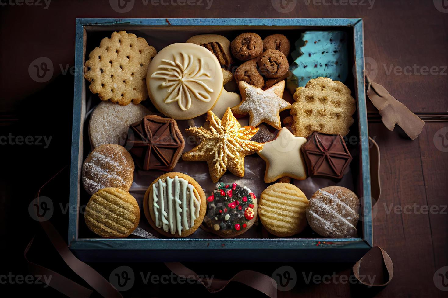 assorti Noël biscuits dans une boîte photo