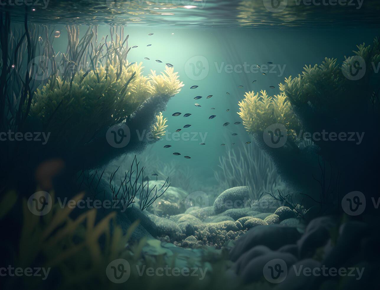 magnifique sous-marin paysage, sous-marin Contexte fond d'écran, ai généré photo