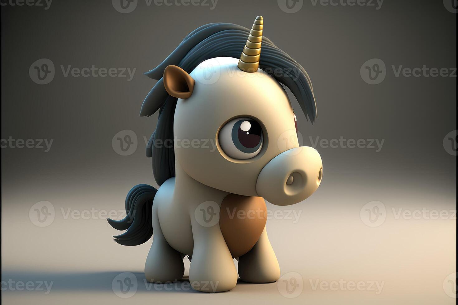 mignonne dessin animé poney personnage 3d ai généré photo