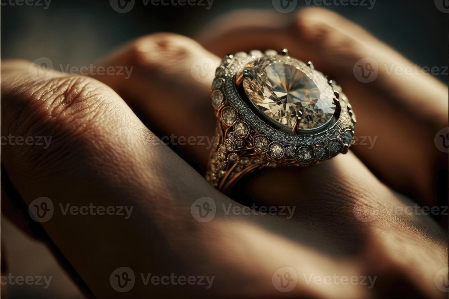 ai généré une pétillant bague sur une doigt est une classique façon à ajouter certains bling à un tenue. photo