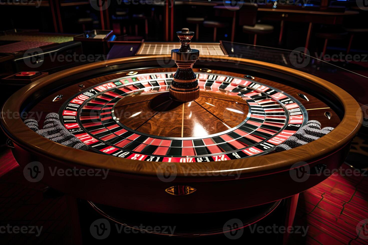 casino roulette proche en haut. roulette roue. jeux d'argent dépendance. établi avec génératif ai photo