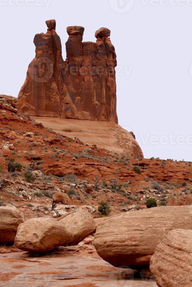 le Trois commérages Roche formation dans arches nationale parc photo