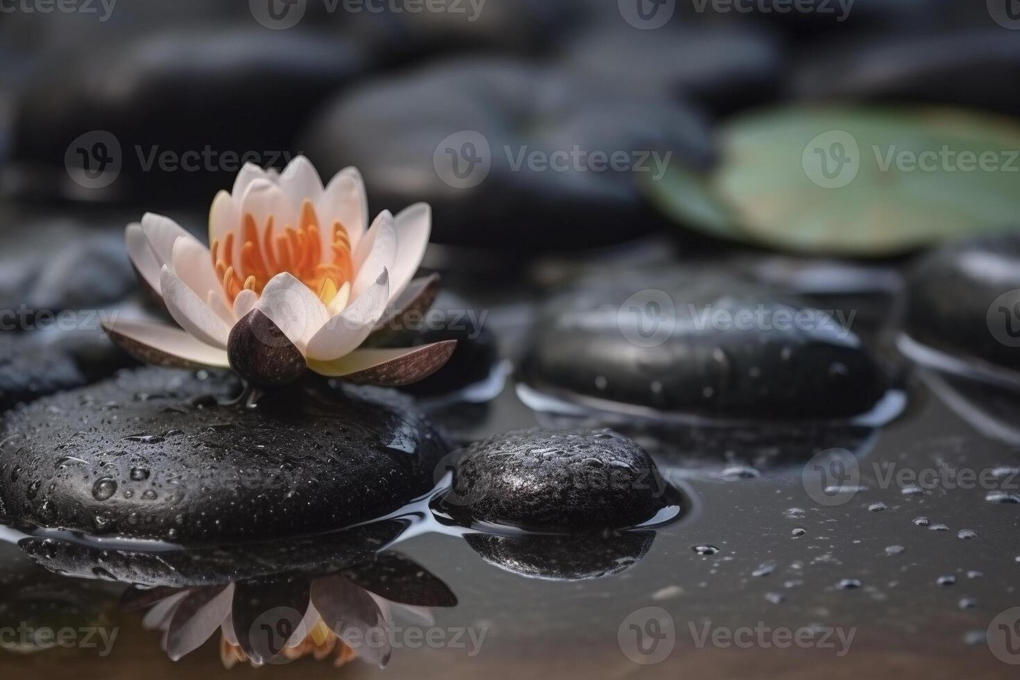 petit Zen jardin fermer, établi avec génératif ai photo