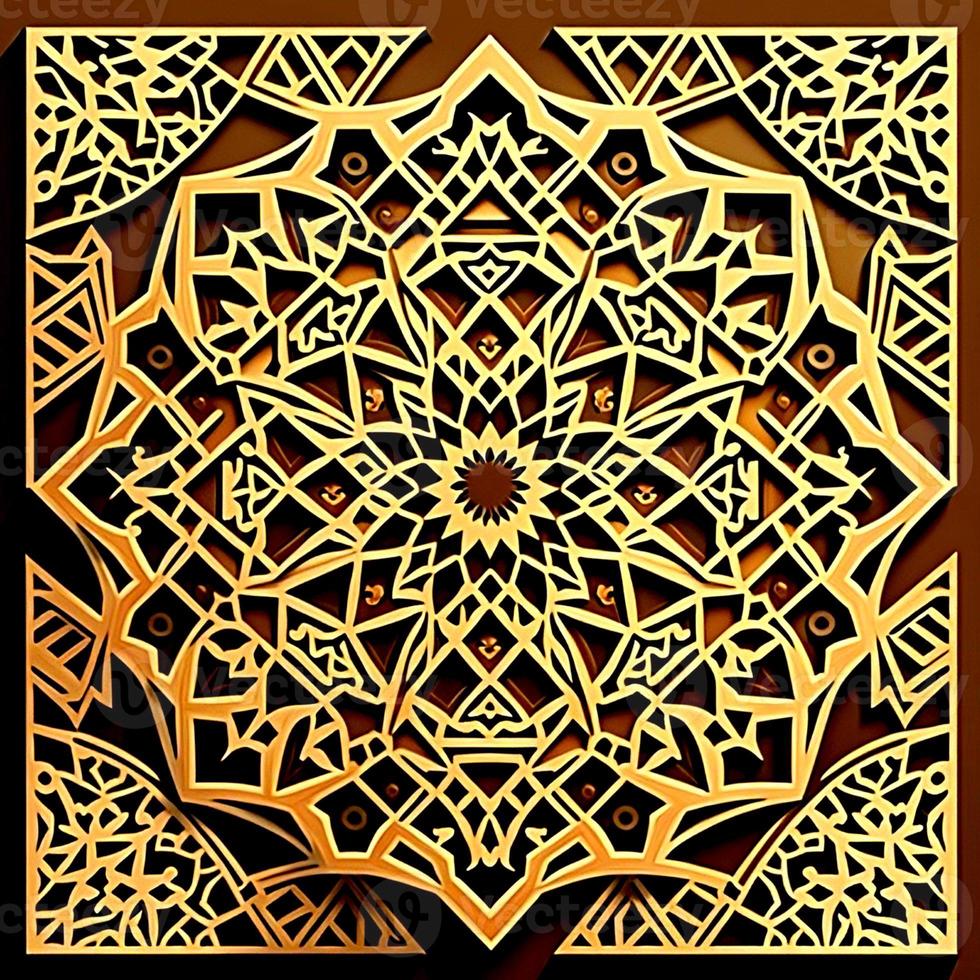 magnifique islamique modèle, Ramadan Moubarak, calligraphique abstrait d'or marron Contexte photo