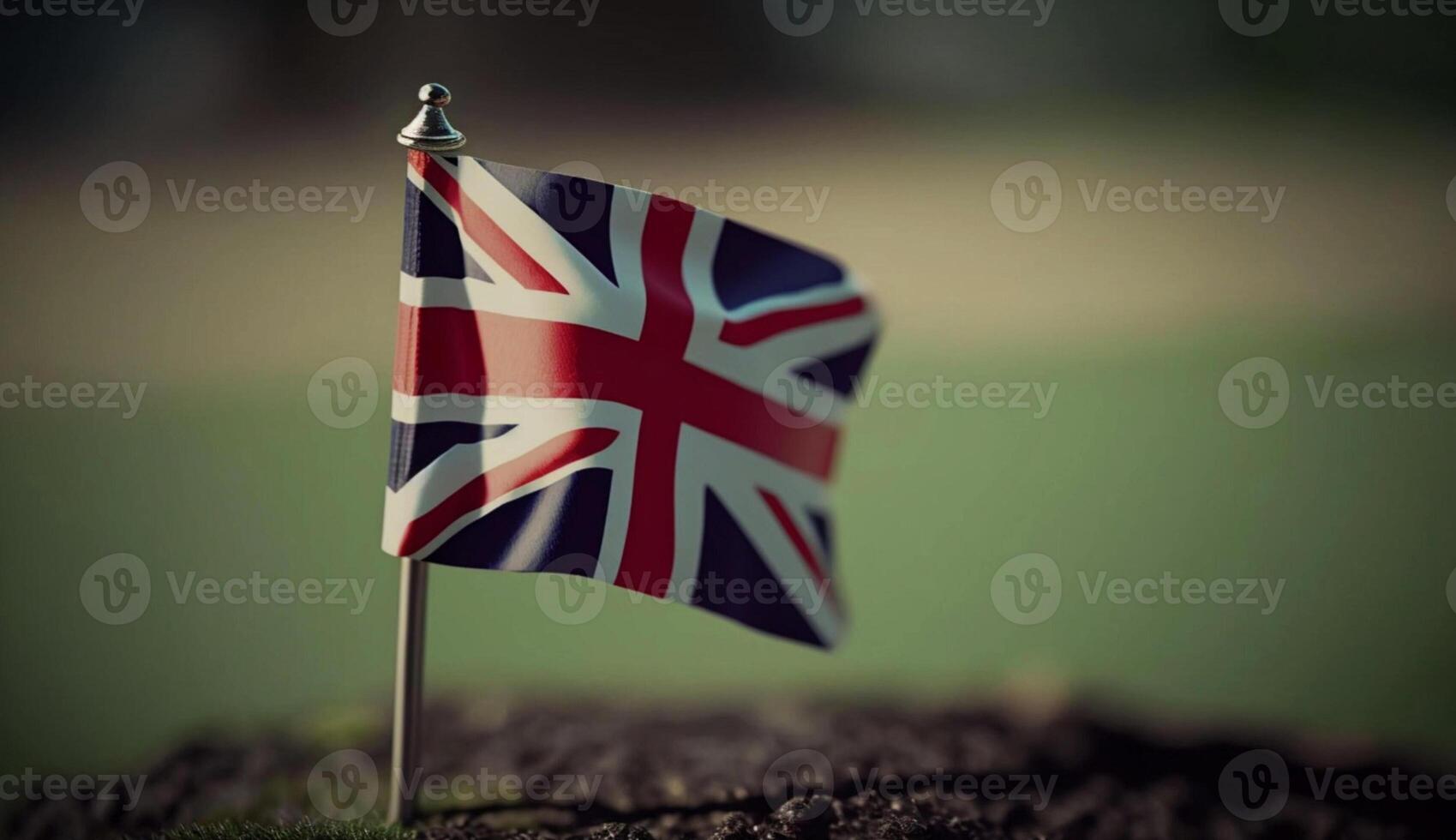 Royaume-Uni ou uni Royaume drapeau avec flou Contexte génératif ai photo