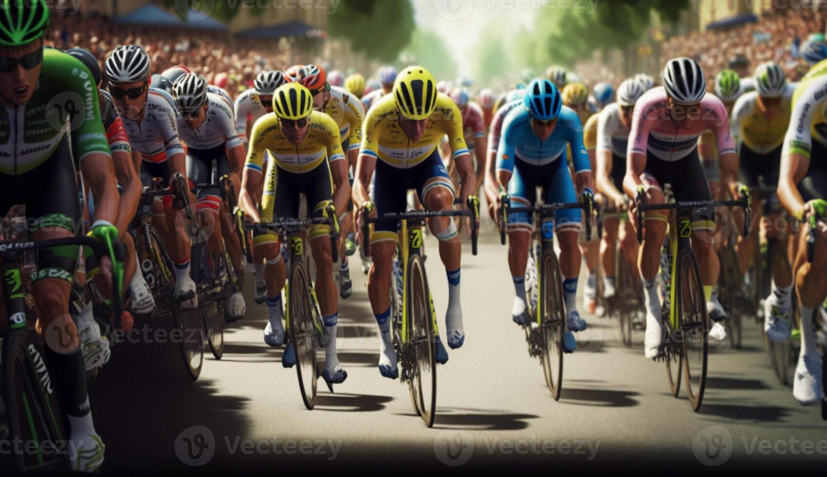 tour de France se rallier avec cyclistes sur le route ai généré photo