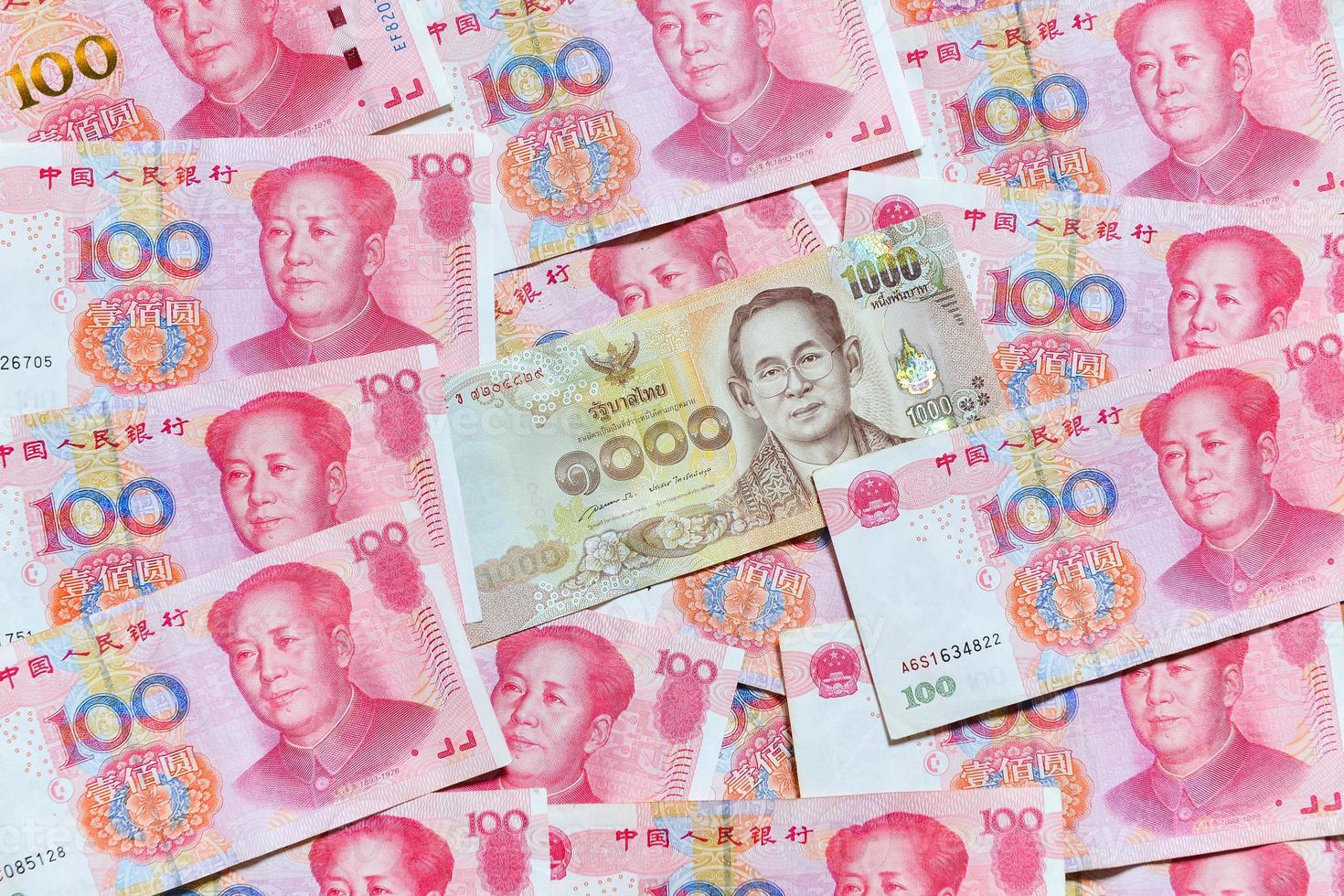 yuan ou Rmb, chinois devise et thaïlandais baht photo