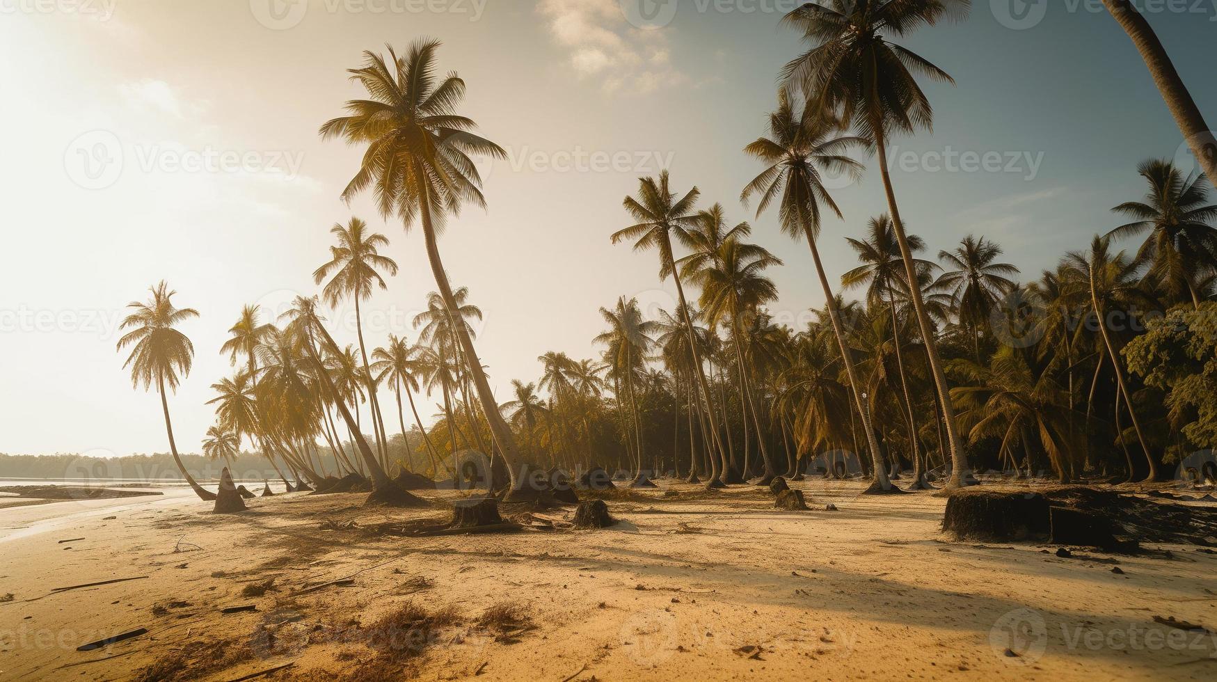 tropical paradis ou noix de coco paume plage ou blanc le sable lagune photo