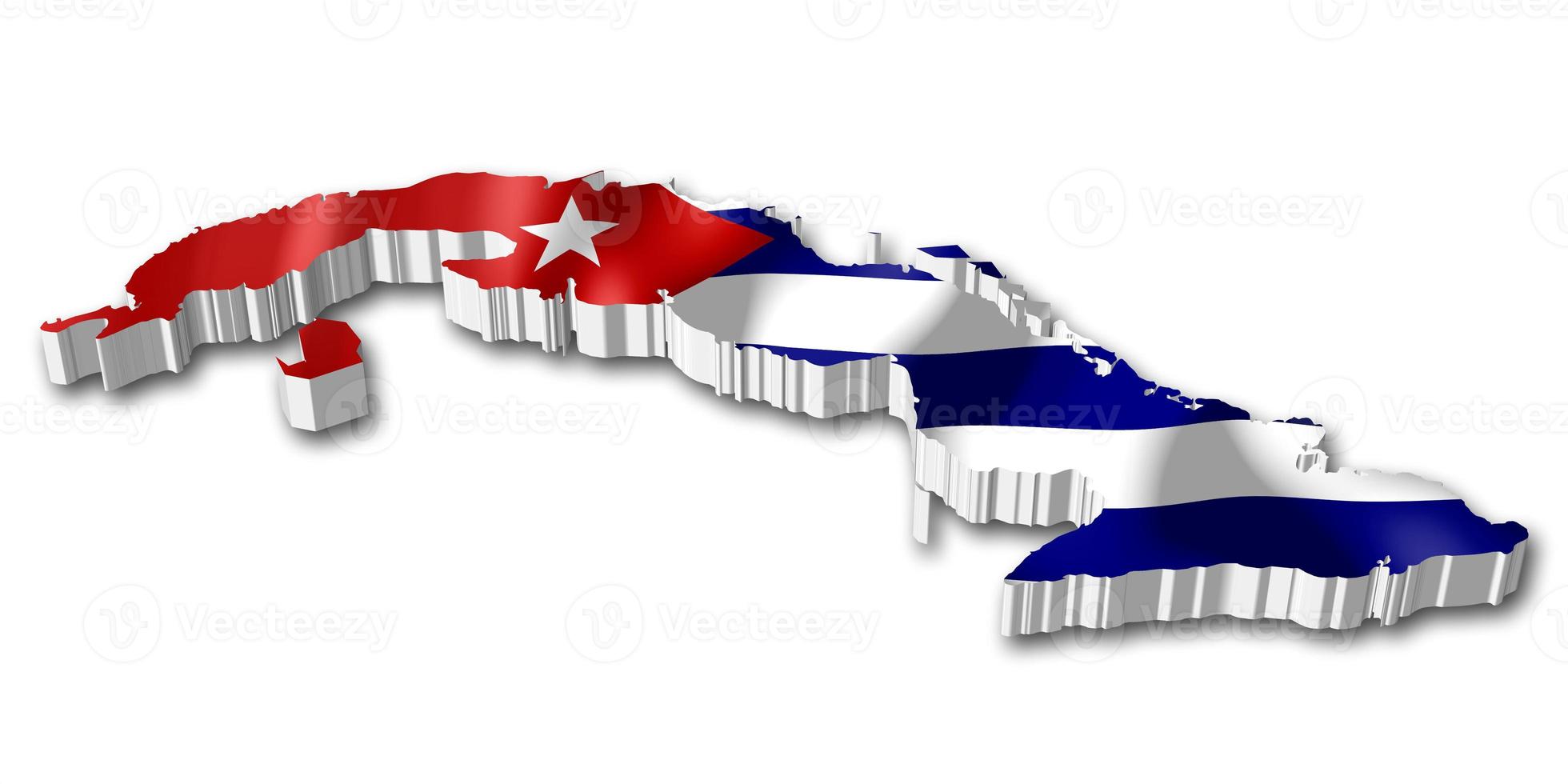 Cuba - pays drapeau et frontière sur blanc Contexte photo