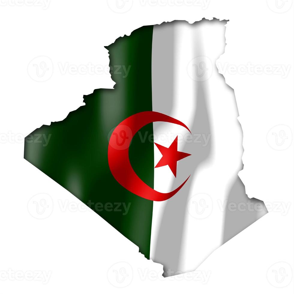 Algérie - pays drapeau et frontière sur blanc Contexte photo