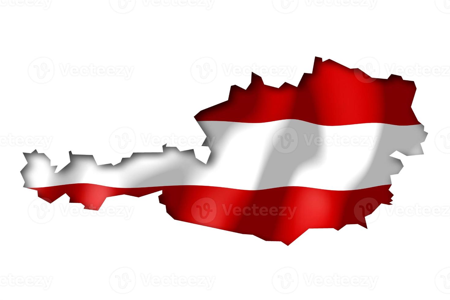 L'Autriche - pays drapeau et frontière sur blanc Contexte photo