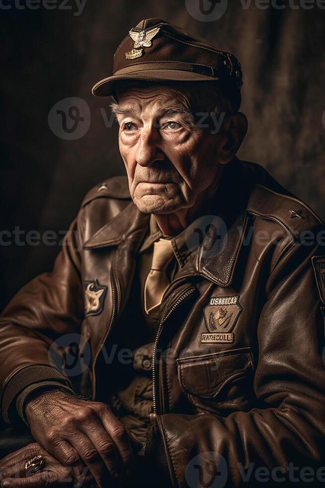 personnes âgées Sénior Masculin monde guerre ii soldat portrait - généraliste ai. photo