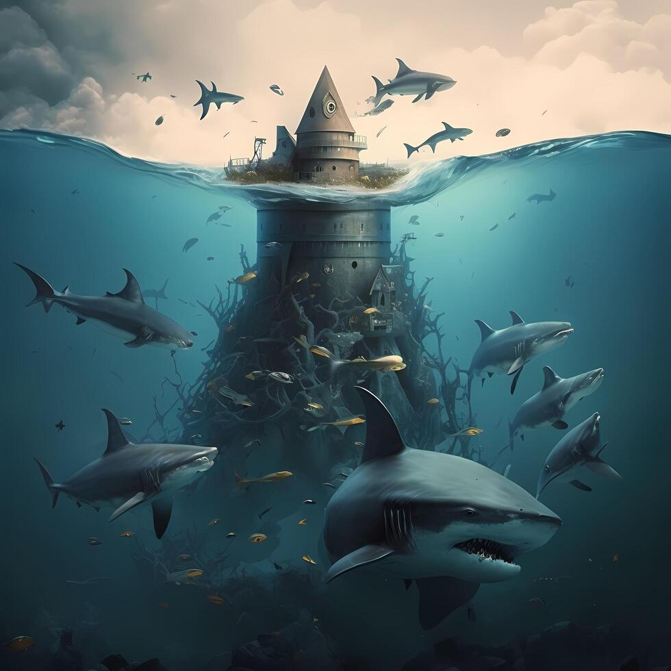 requin illustration ai généré photo