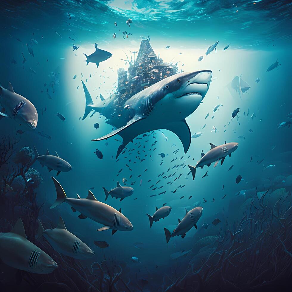 requin illustration ai généré photo