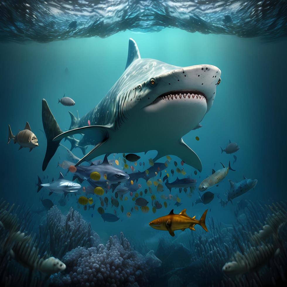 requin illustration ai généré photo