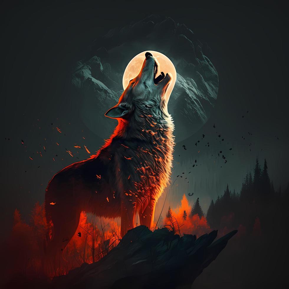 Loup illustration ai généré photo