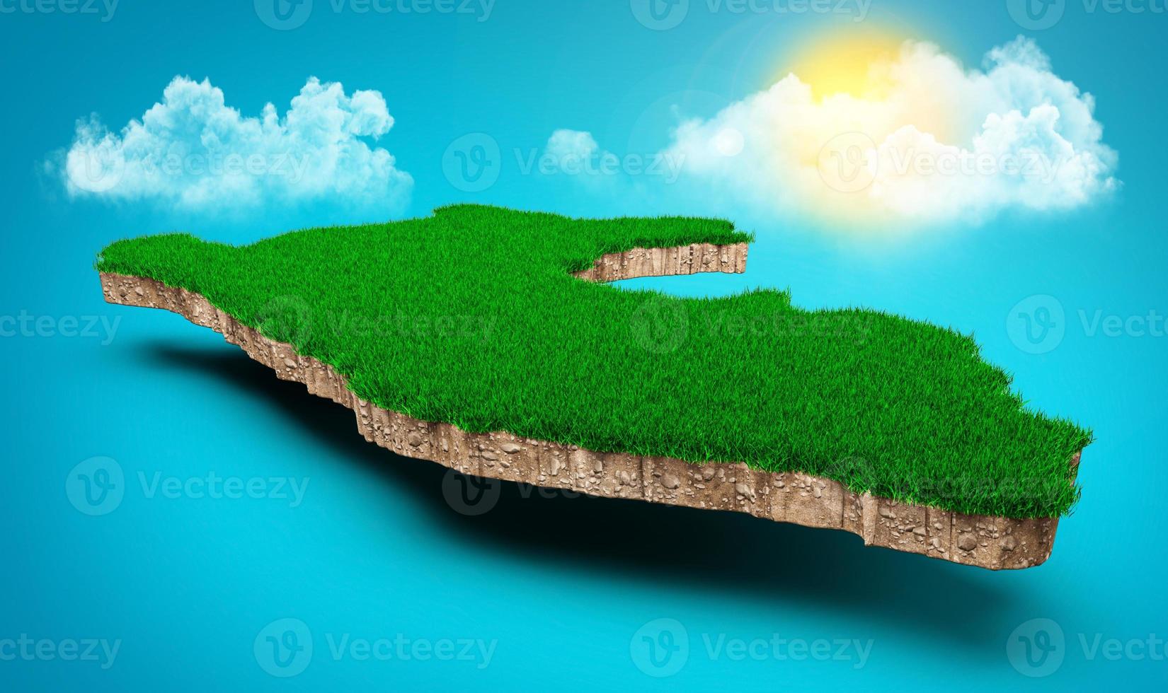 Pérou carte sol terre géologie traverser section avec vert herbe et Roche sol texture, 3d illustration photo