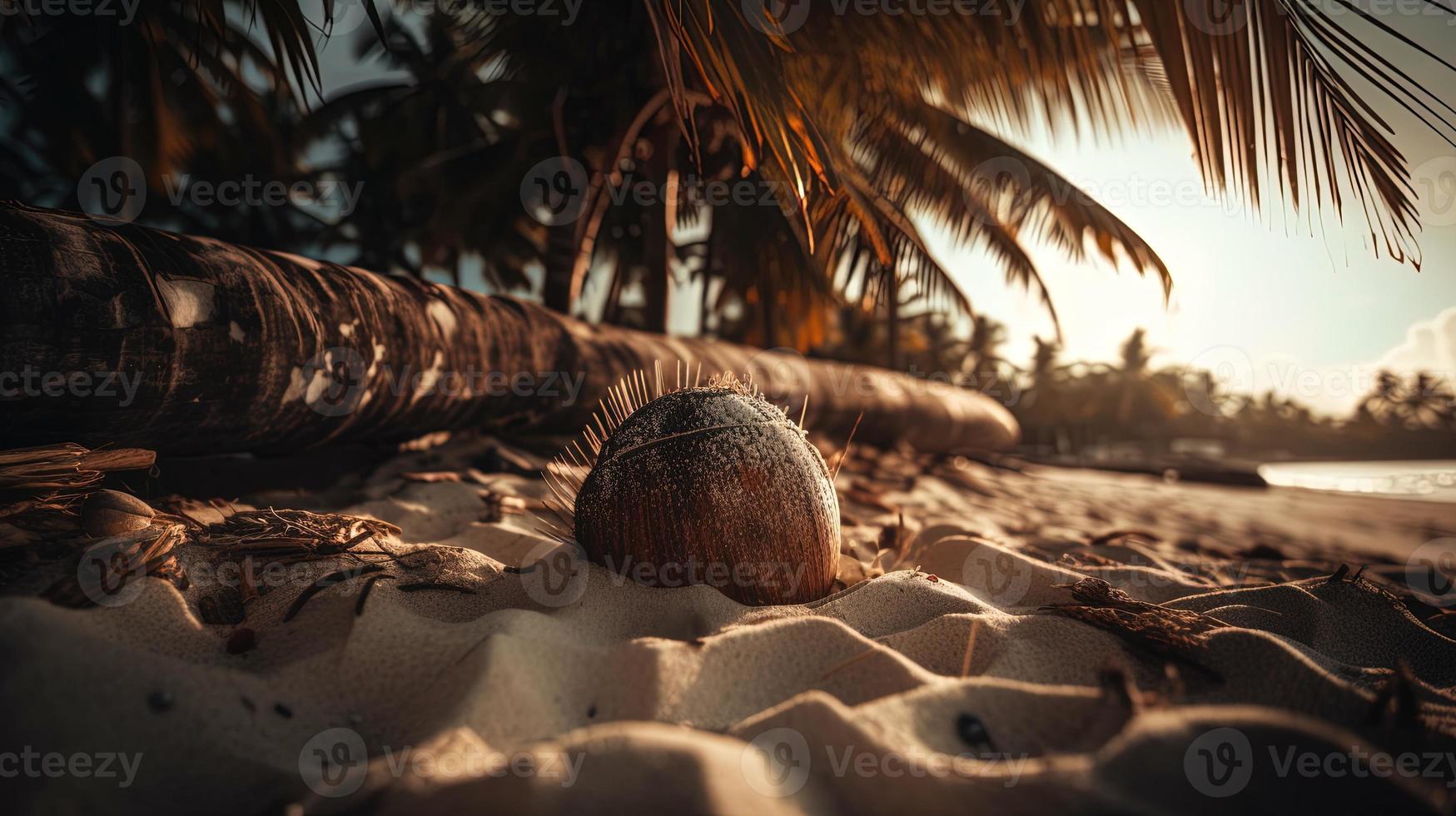 tropical plage avec paume des arbres et le sable dunes à coucher de soleil, bleu mer photo