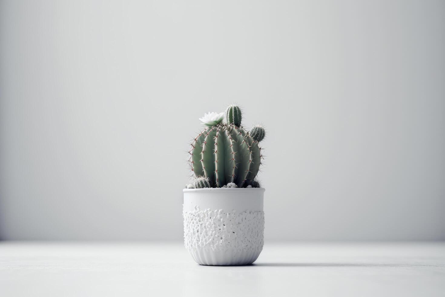 une réel vert cactus dans une blanc pot. illustration ai génératif photo