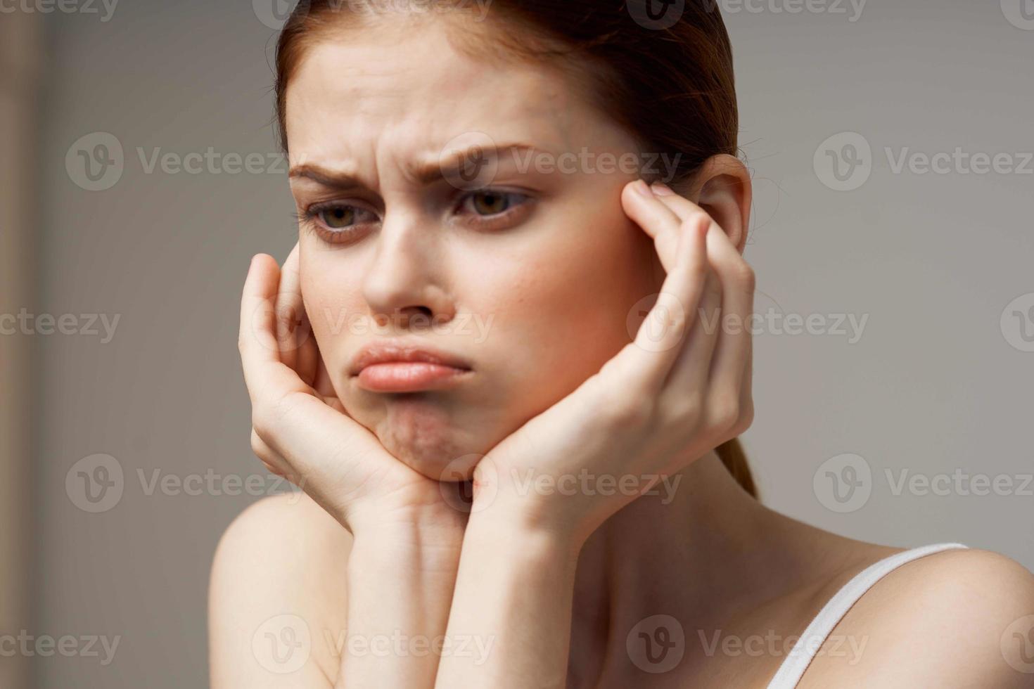 mécontent femme dentisterie dentaire douleur fermer studio traitement photo