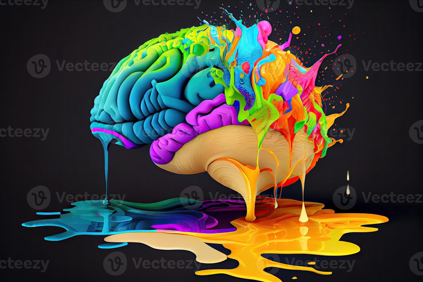 coloré cerveau avec des idées, génératif ai photo